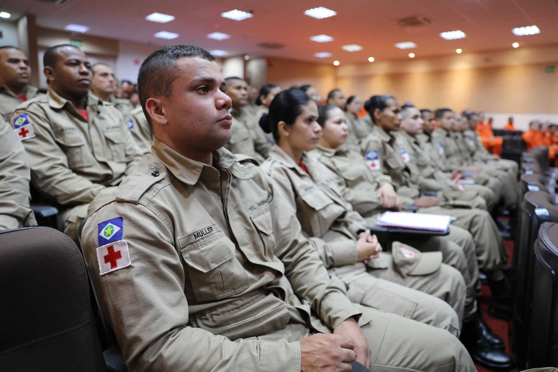 Qualifi Level 7 International Diploma in Process Safety Management — Brazilian firefighters attentively participate in a strategic training session.