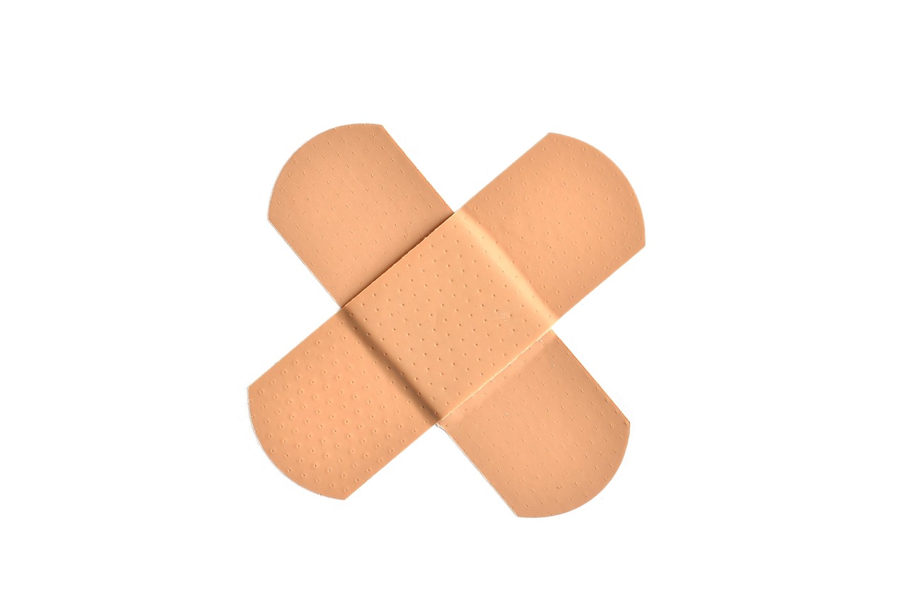 Emergency First Aid in the Workplace — Bandage, first-aid, medical, hurt, pain, treatment, medicine, injury, wound, healthcare, accident, problem, issues, heal, recovery, doctor, hospital, protection, broken, repair, nurse, trauma, sick, patch, fix, cross, band-aid, safety, insurance, survival