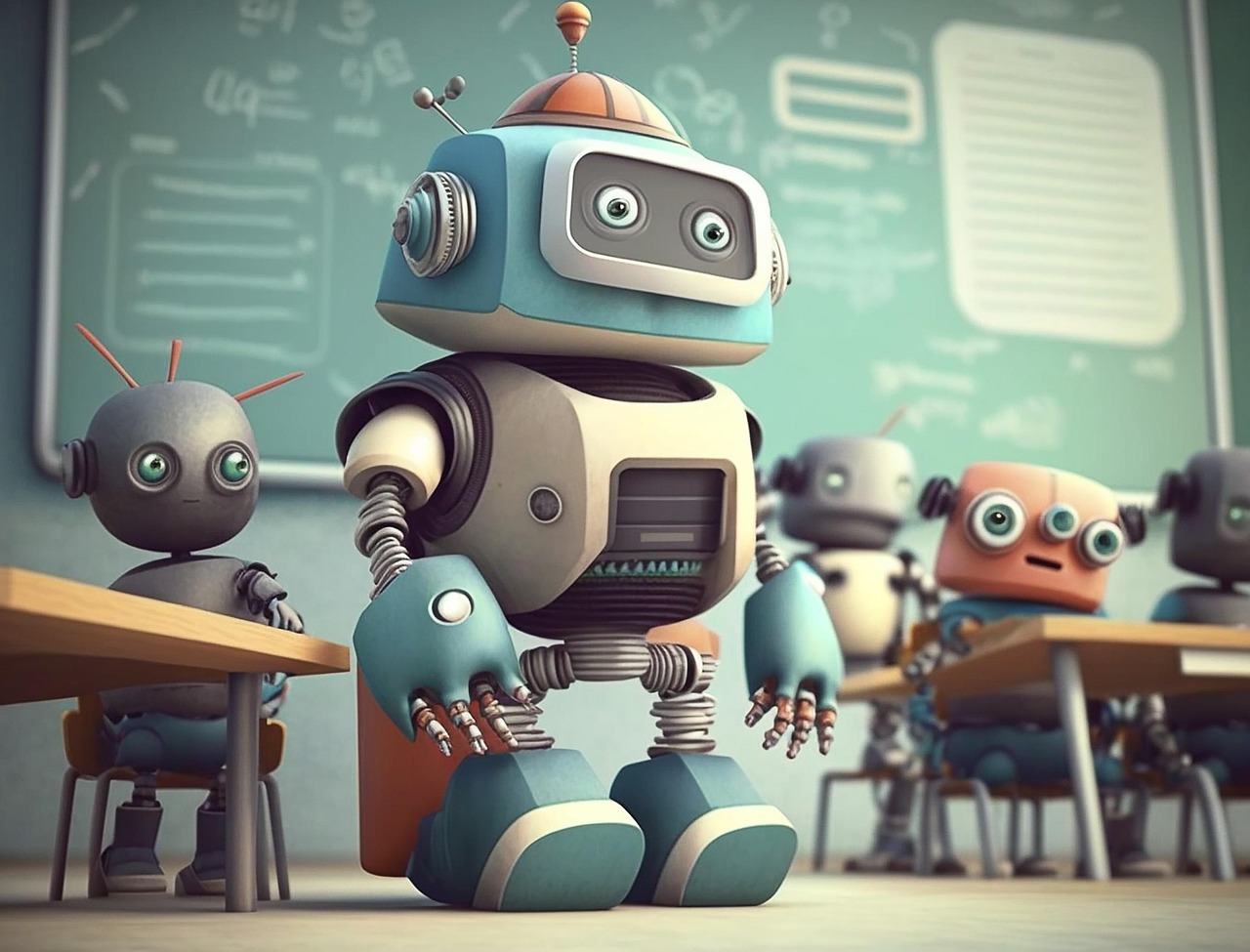 Lifelong Learning — Ai-generated, robot, school, class, cute, board, to learn, chatgpt, technology, future, edp, e-learning, teacher, professor, school class, students, school desks, training, digital, fantasy, chatgpt, chatgpt, chatgpt, chatgpt, chatgpt